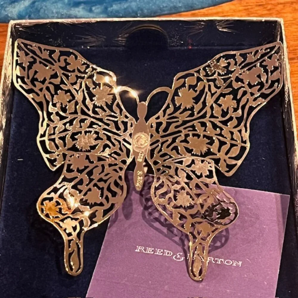 Reed & Barton Silverplate Jeweled Butterfly Ornament